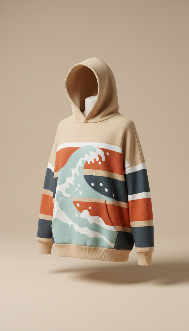 Oversized Hoodie—Sand Dune Motif